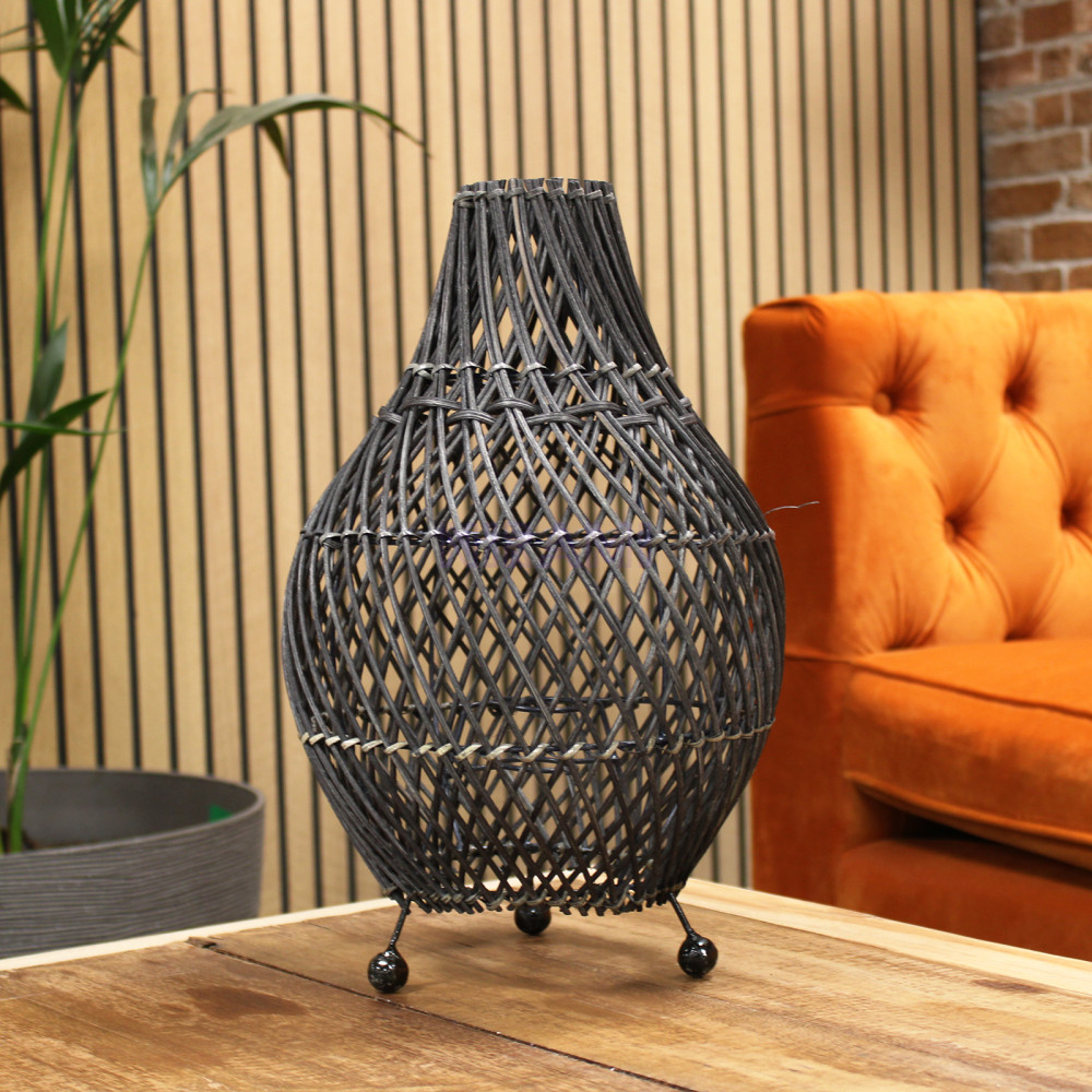  Lámpara de mesa de Mimbre - negro