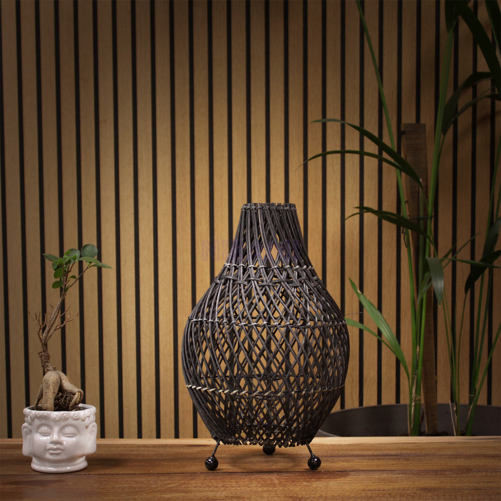  Lámpara de mesa de Mimbre - negro