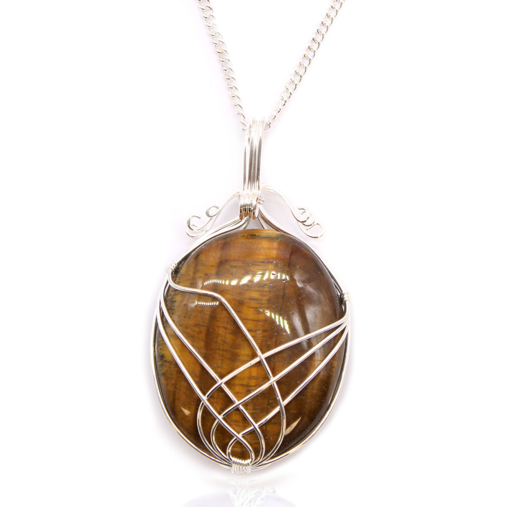 Collar de Gemas Envueltas en Cascada - Ojo de Tigre 