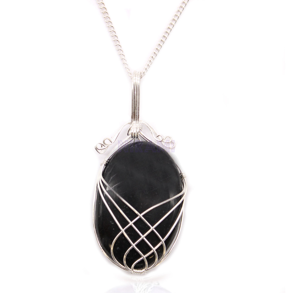 Collar de Piedras Preciosas Envueltas en Cascada - Ónix Negro