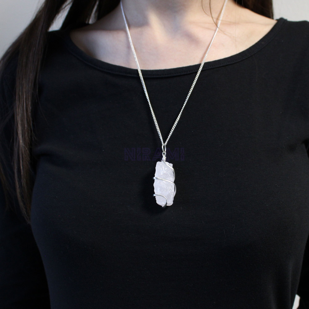 Collar de gemas envueltas en espiral - Opalita en bruto