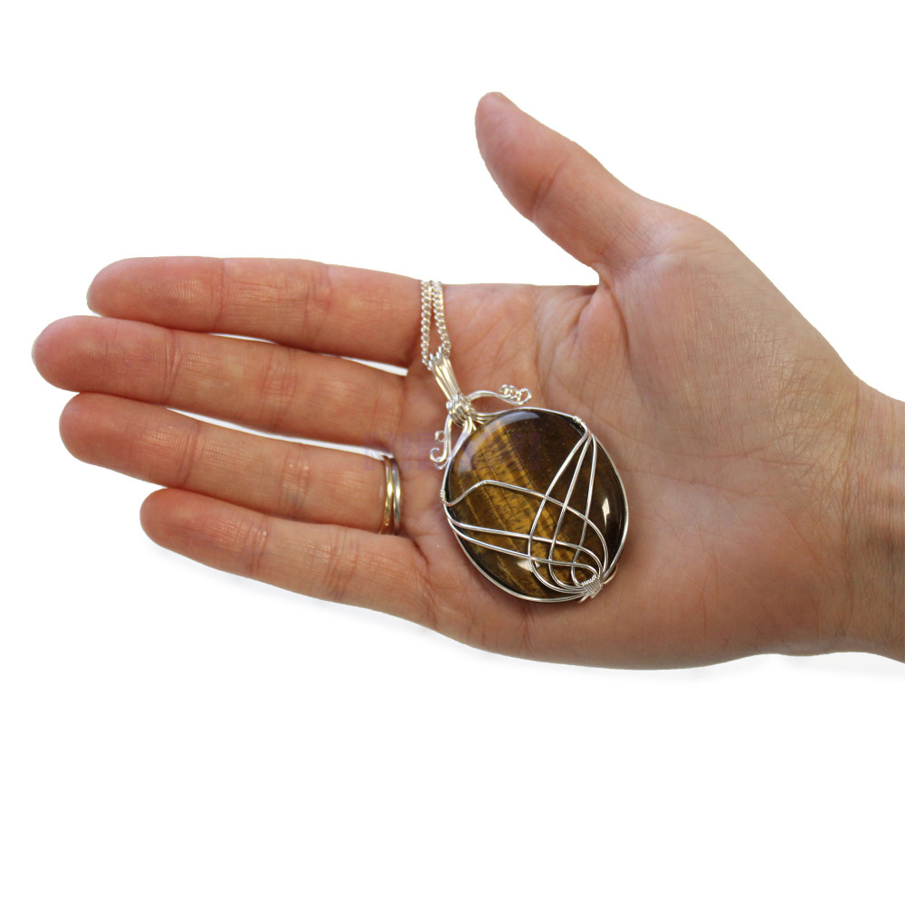 Collar de Gemas Envueltas en Cascada - Ojo de Tigre 