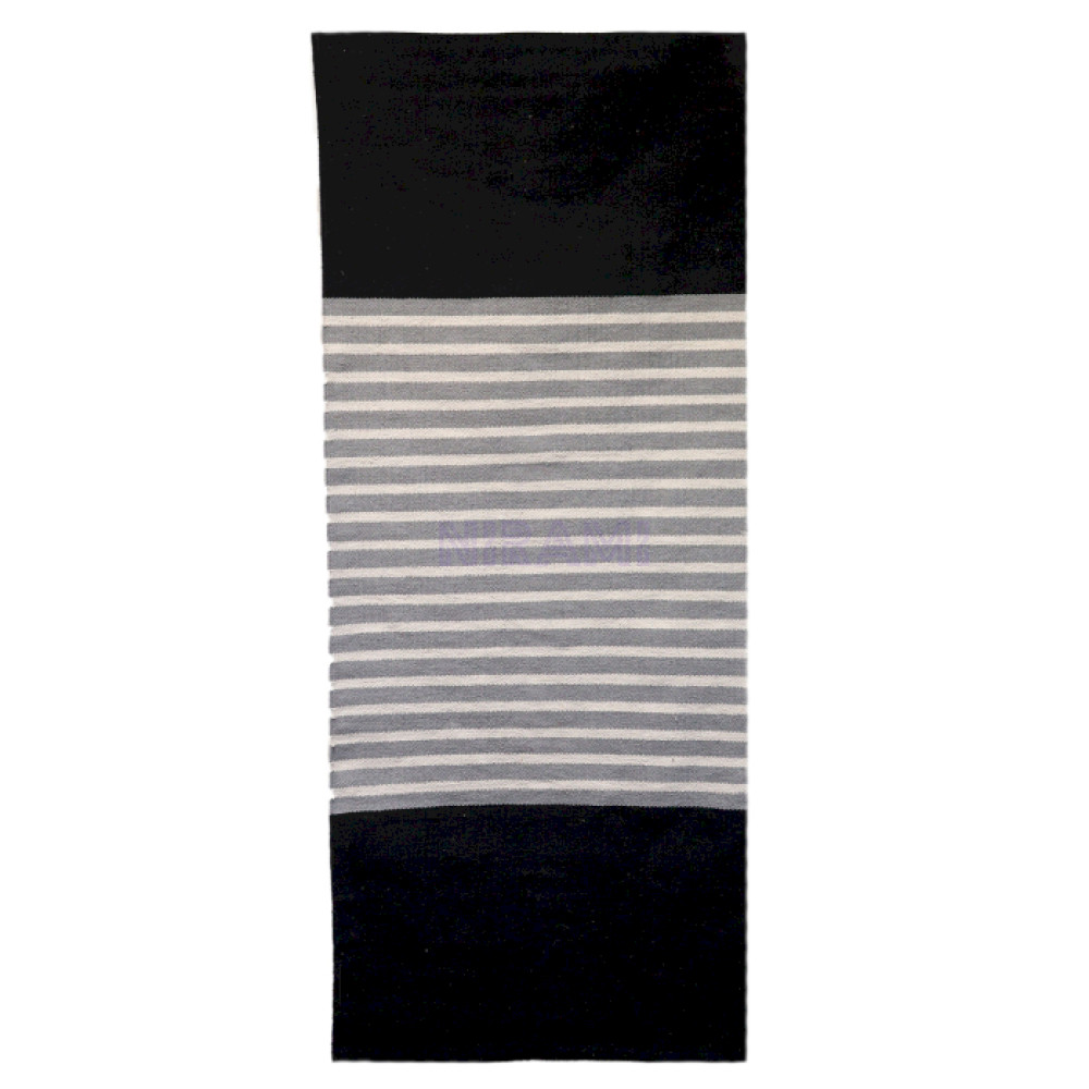 Alfombra India de Algodón - 70x170cm - Negro / Gris