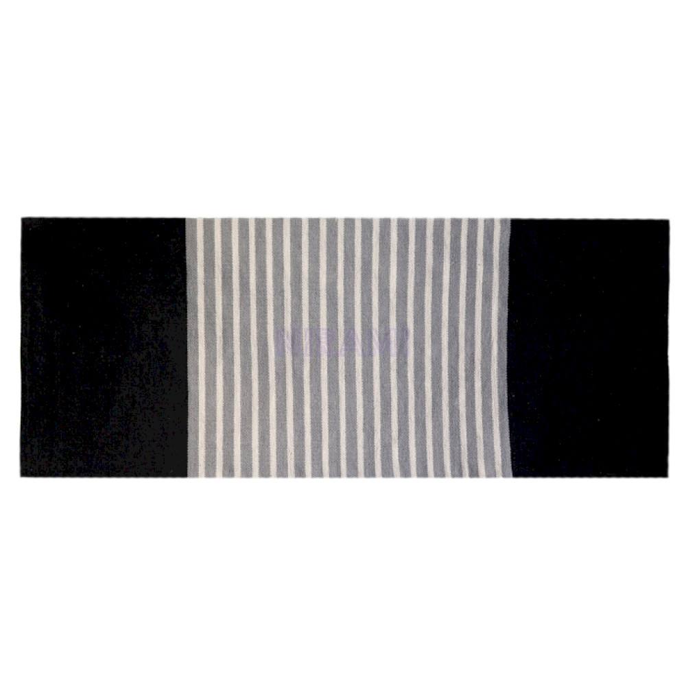 Alfombra India de Algodón - 70x170cm - Negro / Gris
