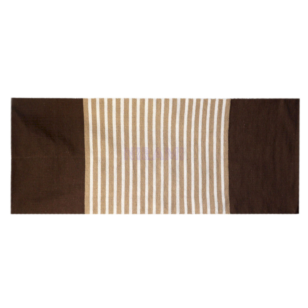 Alfombra India de Algodón - 70x170cm - Marrón Oscuro / Beige