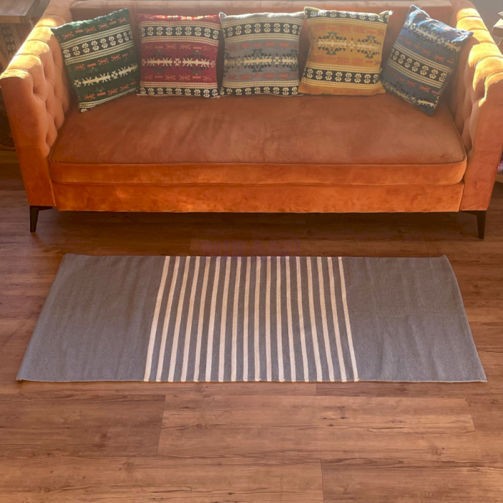 Alfombra India de Algodón - 70x170cm - Gris