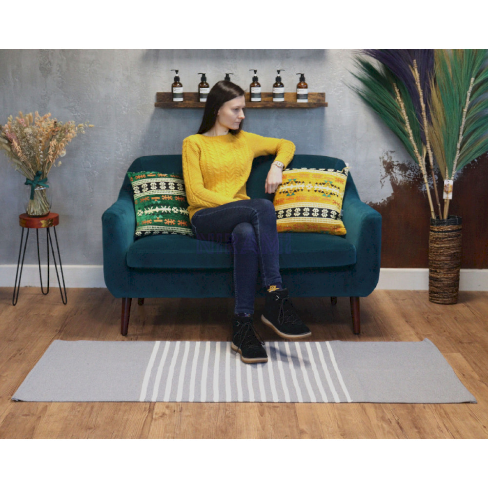 Alfombra India de Algodón - 70x170cm - Gris