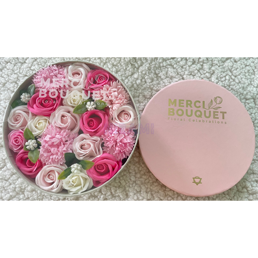 Bendiciones Bebe Rosas Caja Regalo Redonda Flores Jabón 