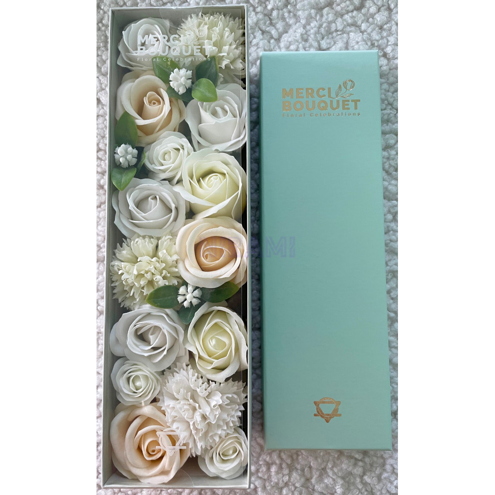 Bendiciones de Boda Blanco y Marfil Caja Regalo Larga Flores Jabón