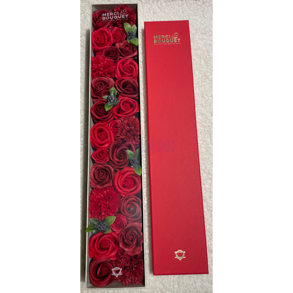 Rosas Rojas Clásicas Caja Regalo Extra Larga Flores Jabón  