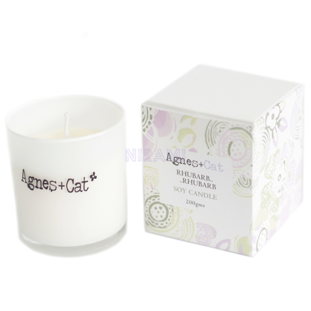 Rhubarb Votive Glass Jar Candle Agnes+Cat 