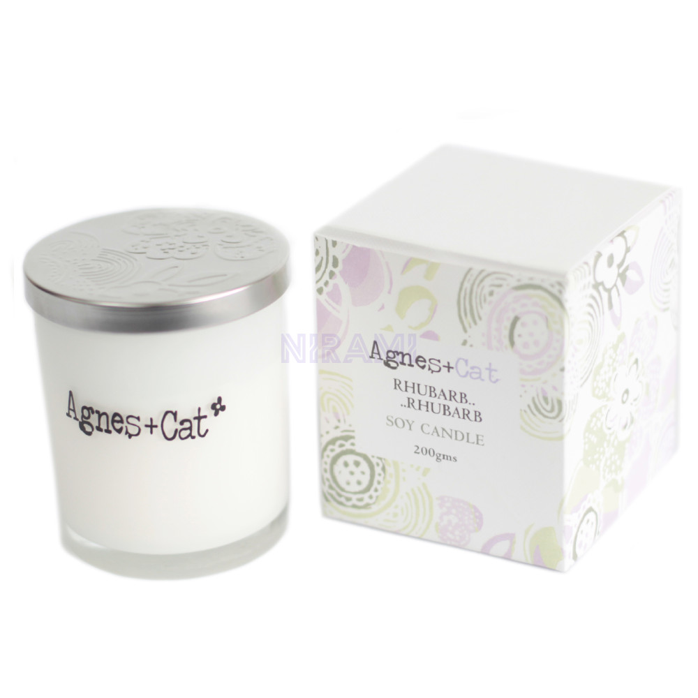 Rhubarb Votive Glass Jar Candle Agnes+Cat 