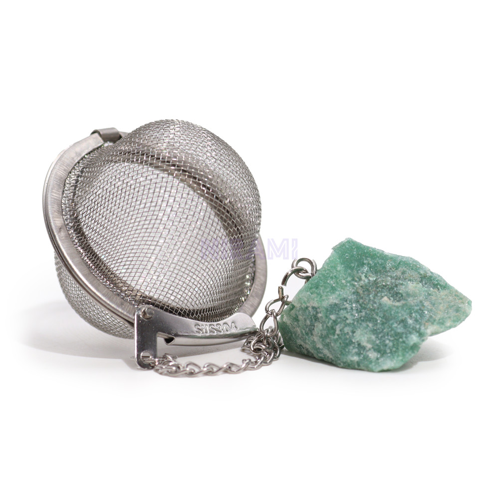 Aventurina verde colador de té de piedras preciosas de cristal crudo 