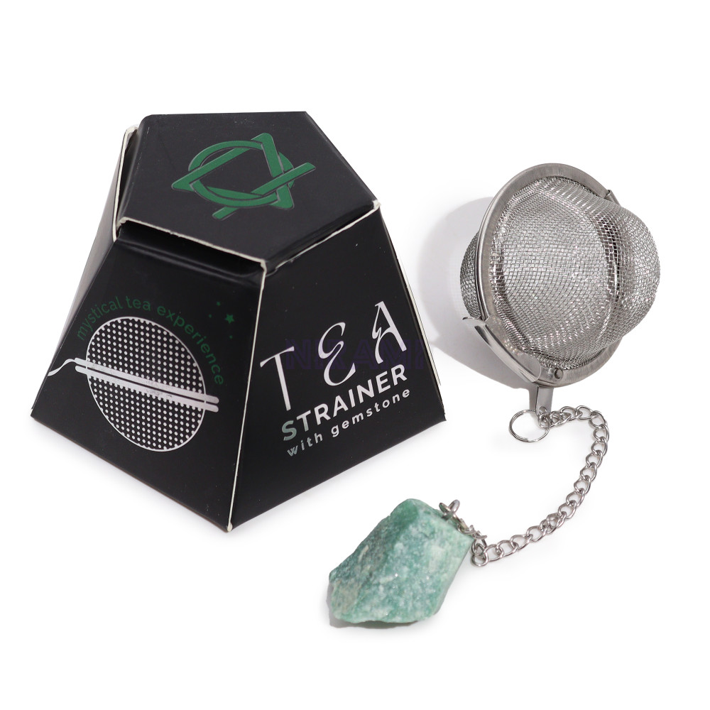 Aventurina verde colador de té de piedras preciosas de cristal crudo 