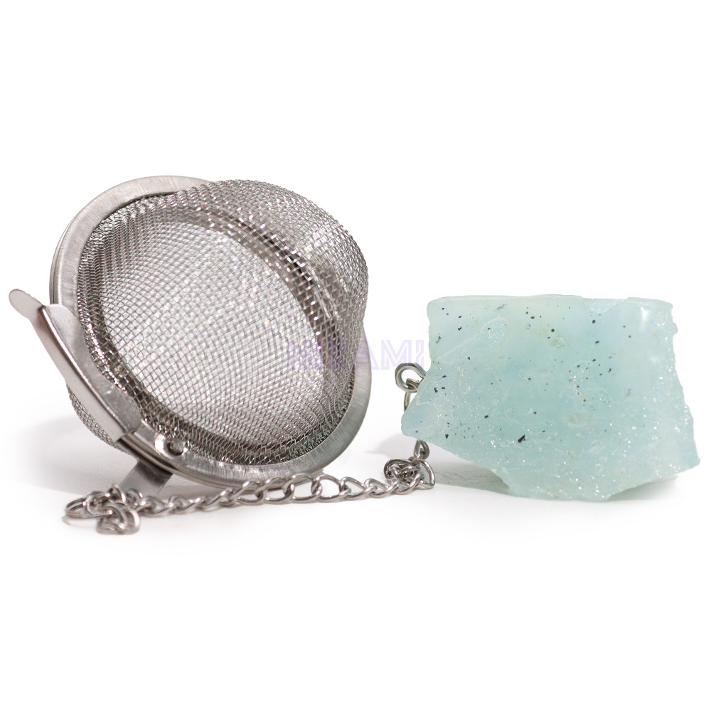 Aguamarina colador té piedras preciosas de cristal crudo