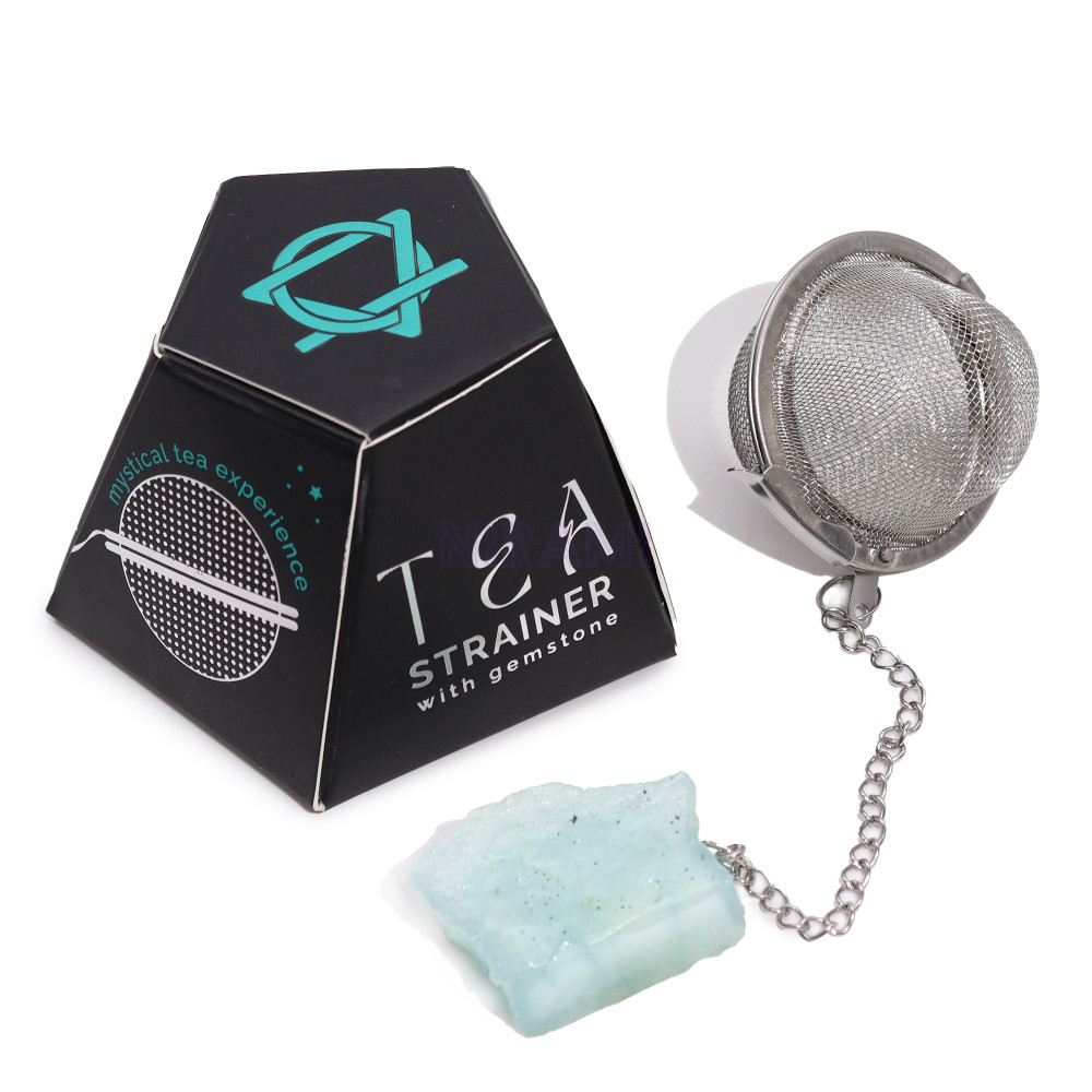 Aguamarina colador té piedras preciosas de cristal crudo