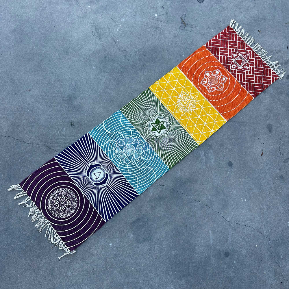 Alfombra de Yoga 100% Algodón - 60x200cm - 7 Chakras