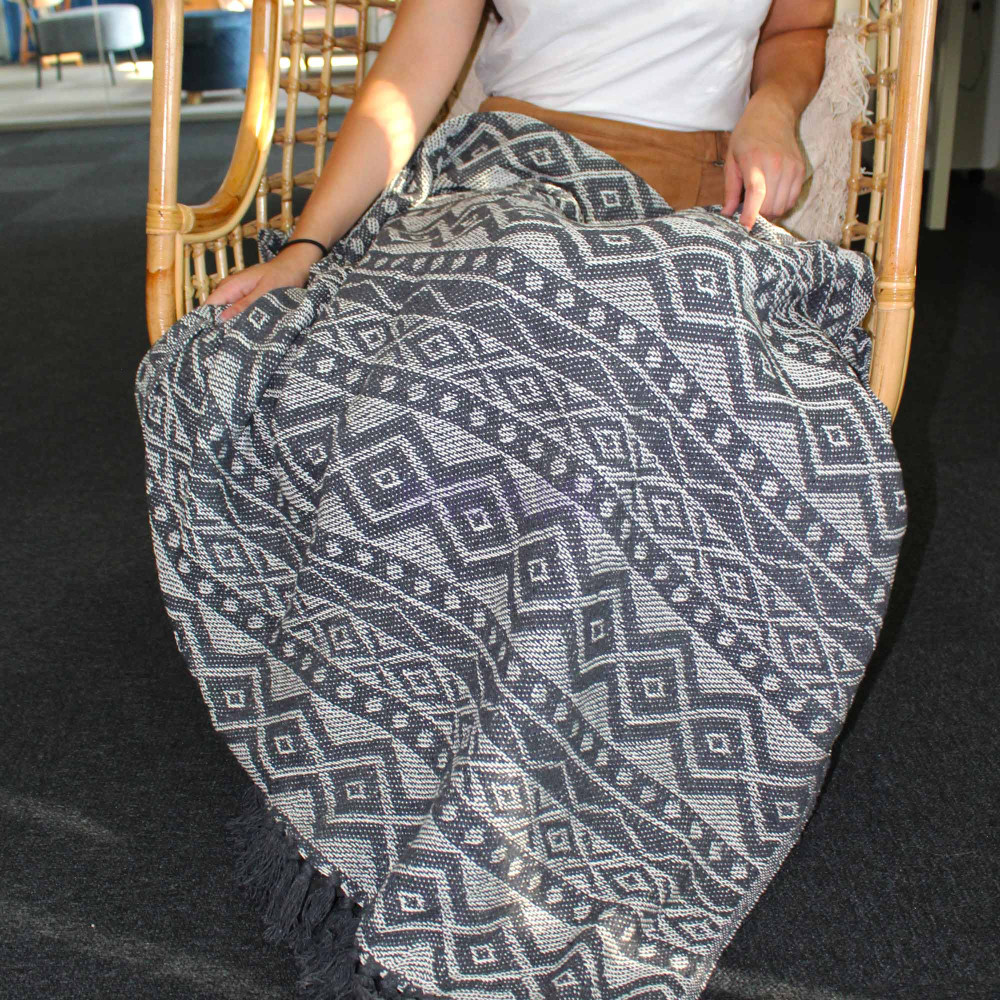 Mantas Boho Comfort - 125x150cm - Gris Geométrico