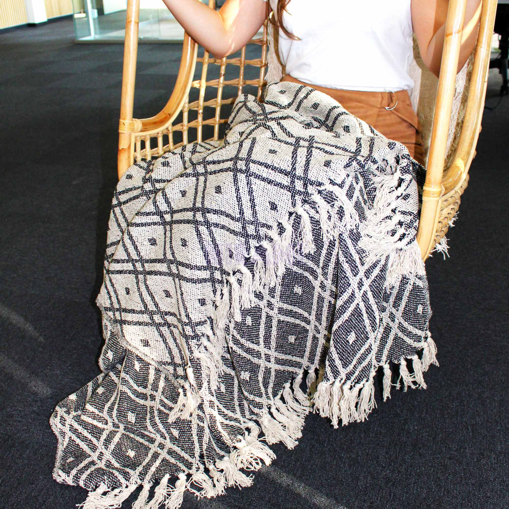 Mantas Boho Comfort - 125x150cm - Black & Biege Regency