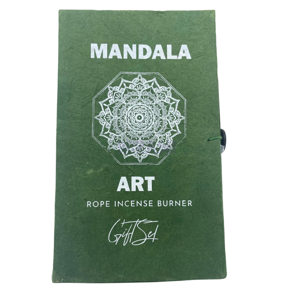 Flor de Mandala - Juego Incienso Cuerda y Porta Incienso Plateado