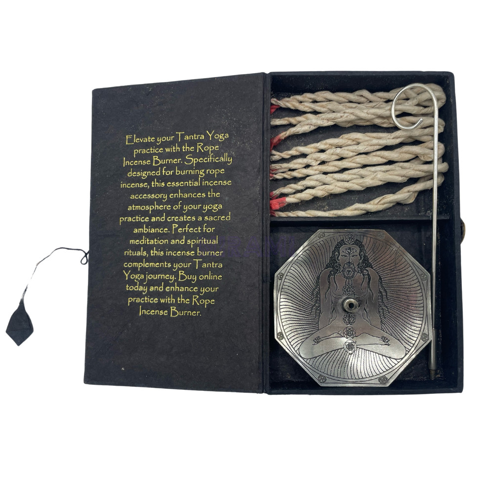 Siete Chakras - Set Incienso Cuerda y Porta Incienso Plateado