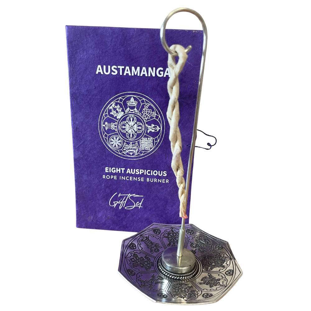 Astamangal - Set Incienso Cuerda y Porta Incienso Plateado 