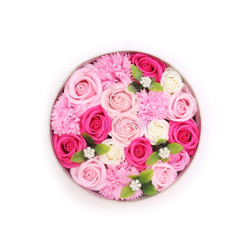 Bendiciones Bebe Rosas Caja Regalo Redonda Flores Jabón 