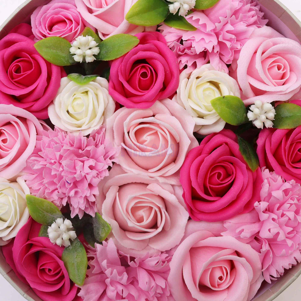Bendiciones Bebe Rosas Caja Regalo Redonda Flores Jabón 
