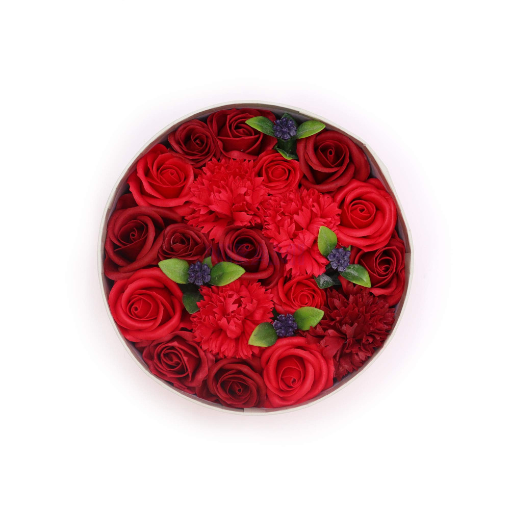 Rosas Rojas Clásicas Caja Regalo Redonda Flores Jabón