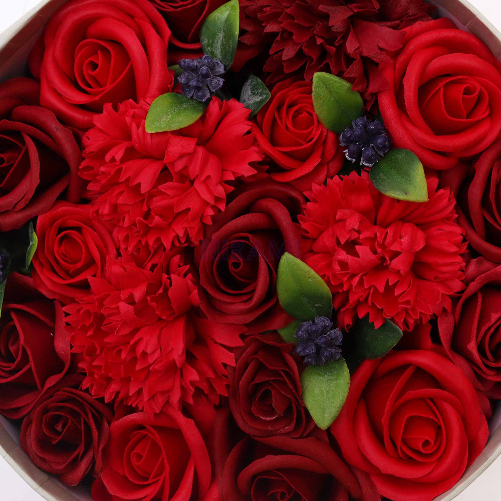 Rosas Rojas Clásicas Caja Regalo Redonda Flores Jabón