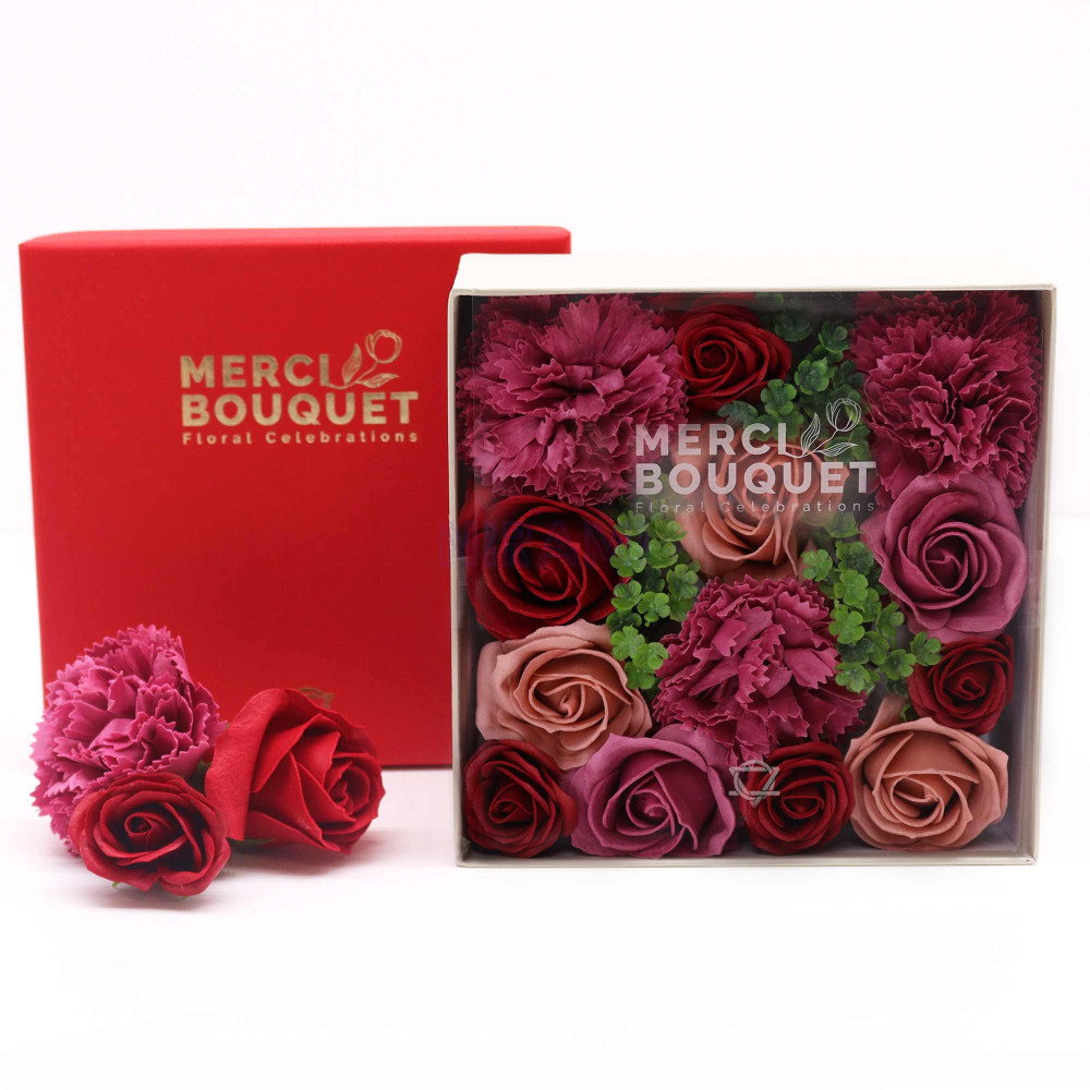Rosas Vintage Caja Regalo Cuadrada Flores Jabón