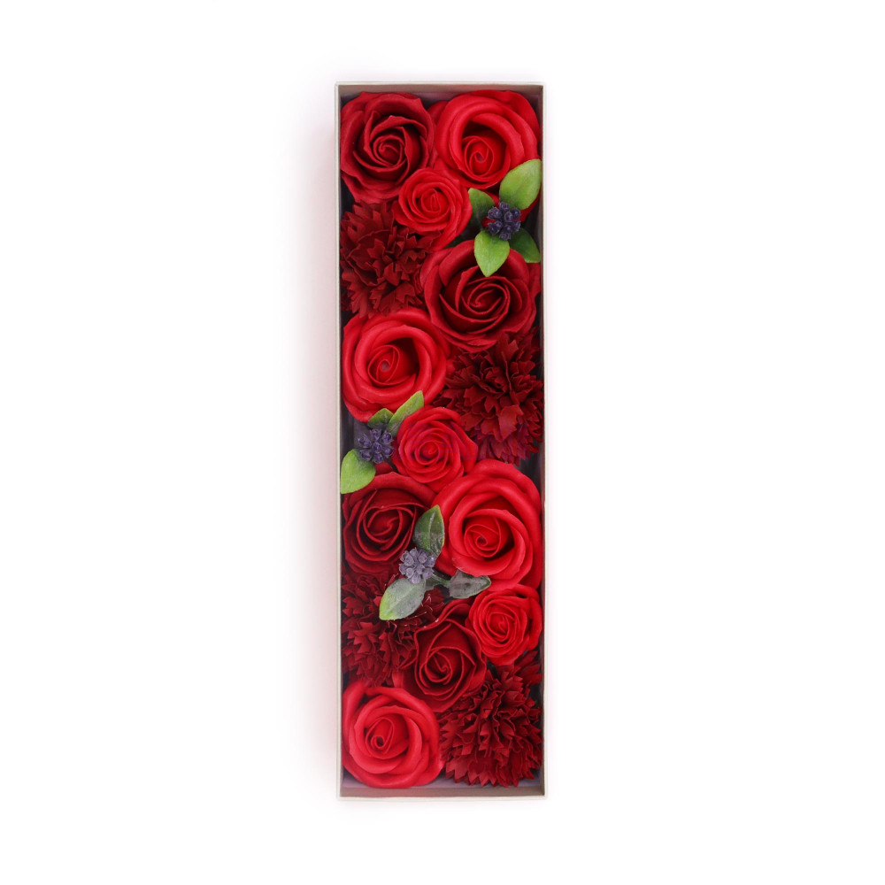 Rosas Rojas Clásicas Caja Regalo Larga Flores Jabón