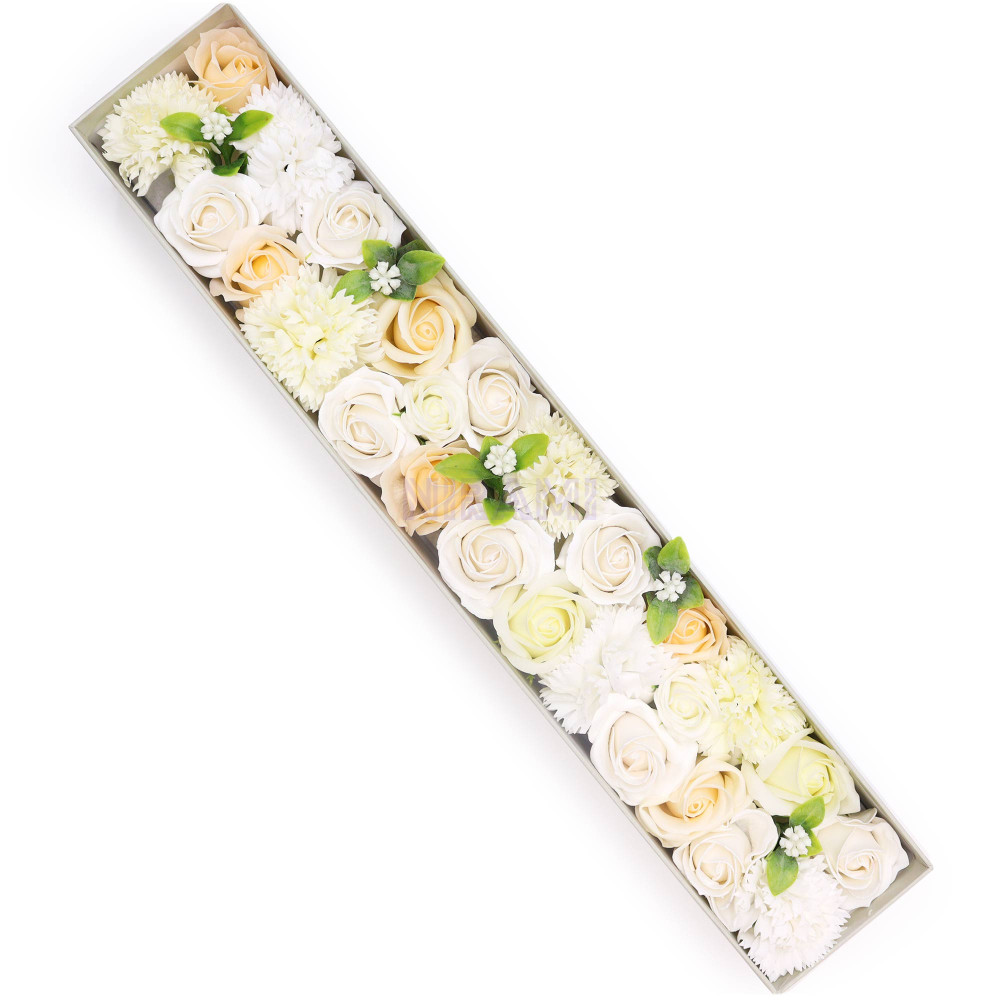 Bendiciones Boda Blanco y Marfil Caja Regalo Flores Jabón Extra Larga