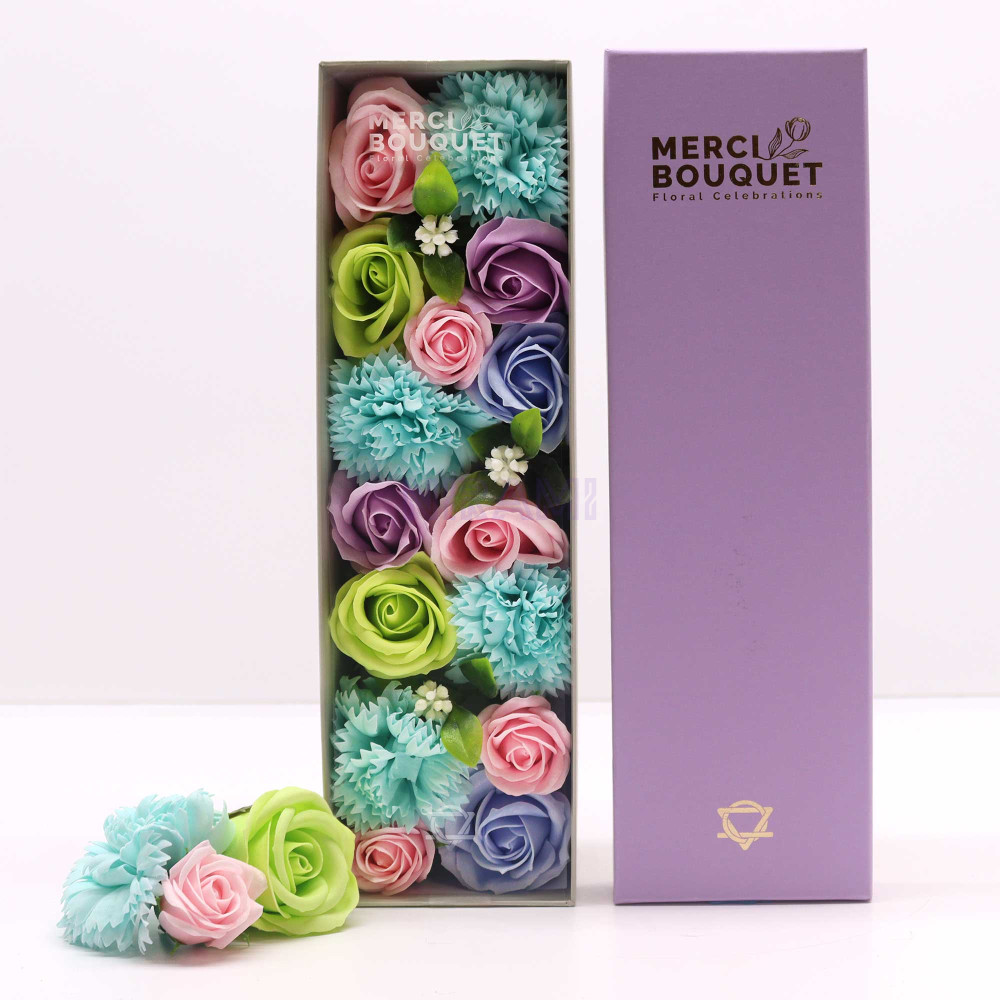 Bendiciones Bebe Blues Caja Regalo Larga Flores Jabón 