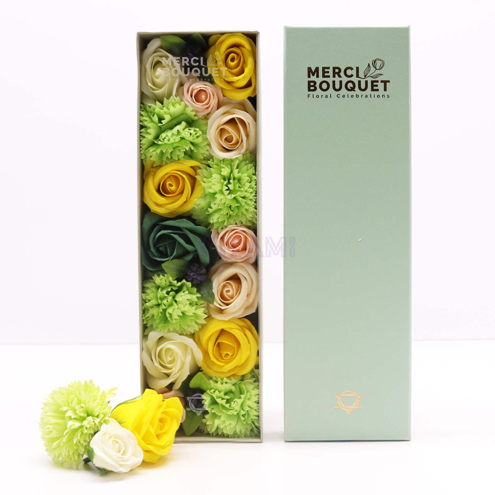Celebraciones Primavera Amarillo y Verdes Caja Regalo Larga Flores de Jabón