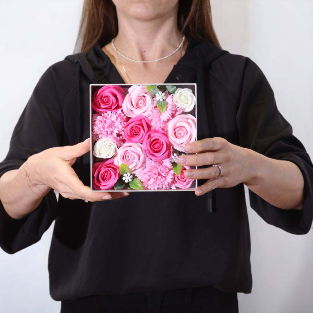 Bendiciones Bebe Rosas Caja Regalo Cuadrada Flores Jabón