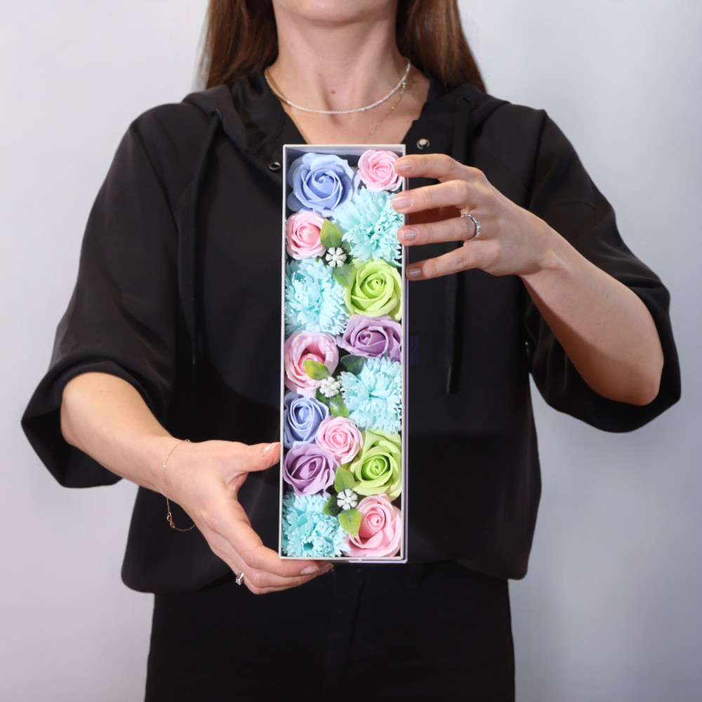 Bendiciones Bebe Blues Caja Regalo Larga Flores Jabón 