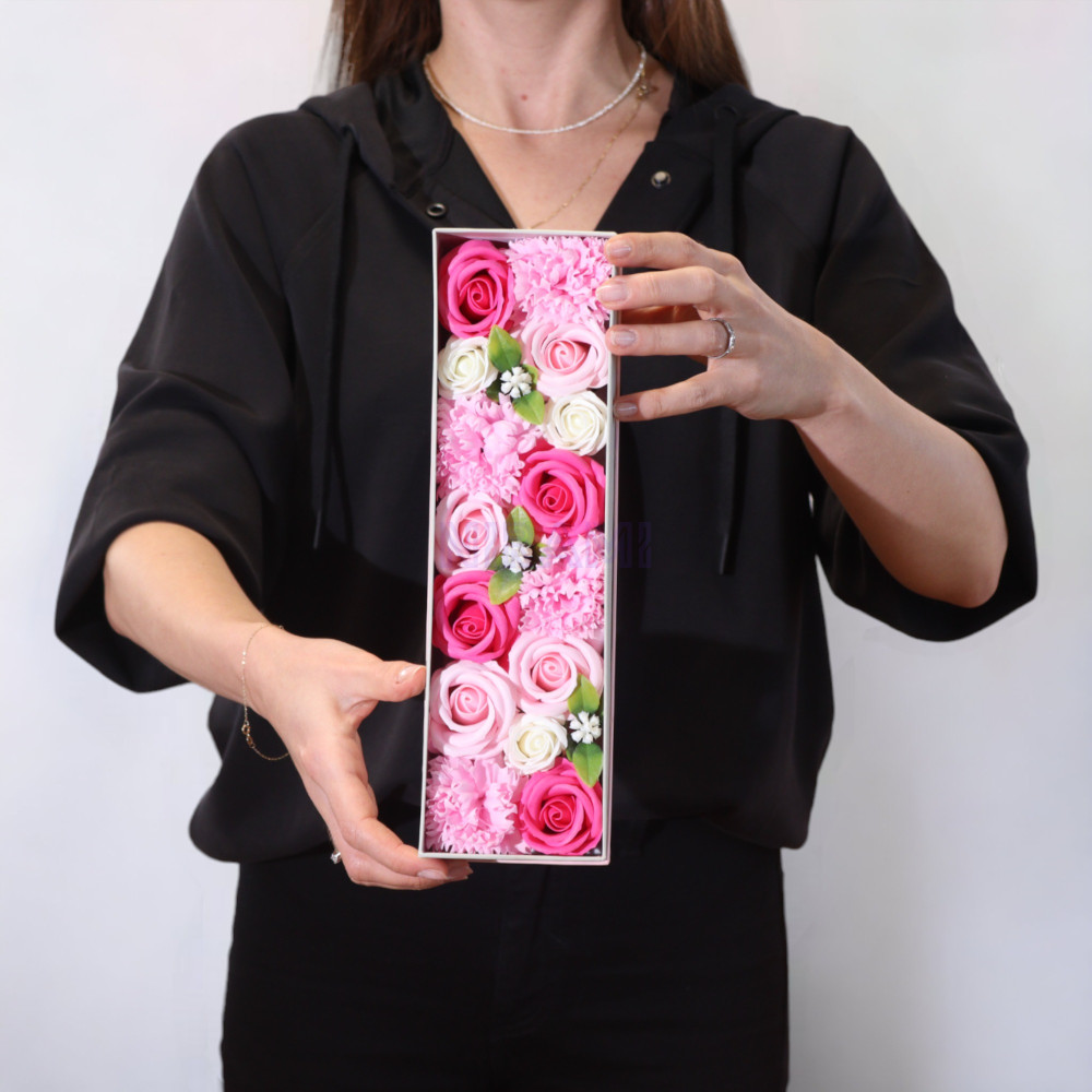 Bendiciones bebe Rosas Caja Regalo Larga Flores Jabón