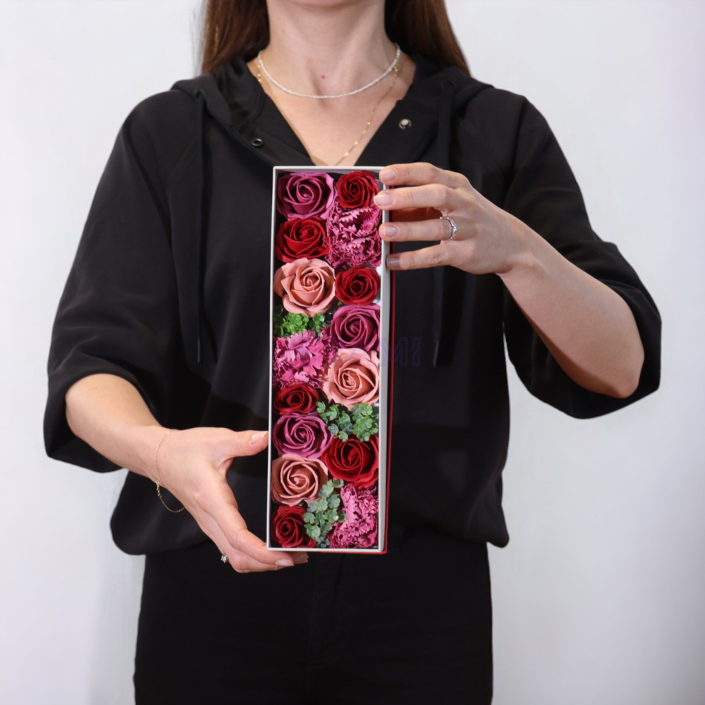 Rosas Vintage Caja Regalo Larga Flores de Jabón