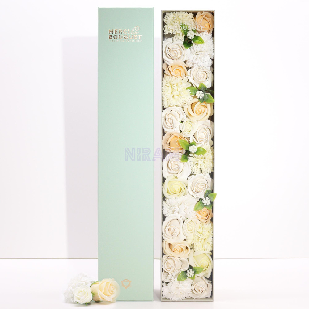 Bendiciones Boda Blanco y Marfil Caja Regalo Flores Jabón Extra Larga