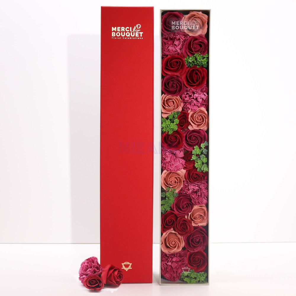 Rosas Vintage Caja Regalo Flores Jabón Extra Larga