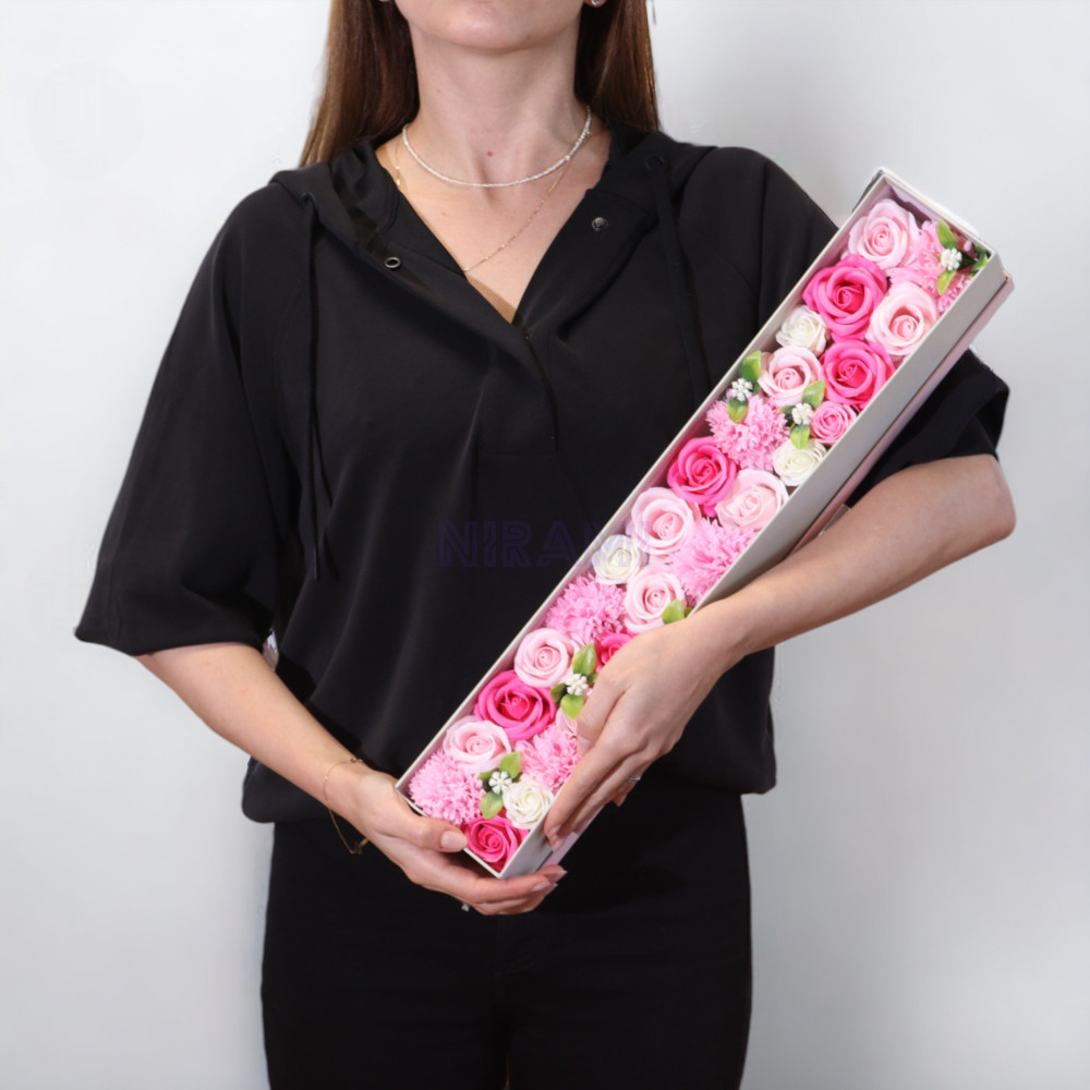 Bendiciones Bebe Rosas Caja Regalo Flores Jabón Extralarga