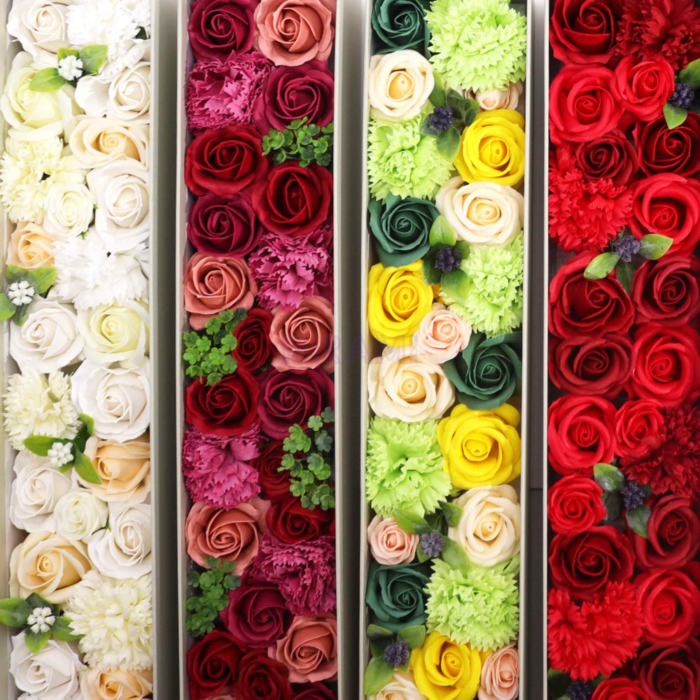 Bendiciones de Boda Blanco y Marfil Caja Regalo Flores Jabón Extralarga