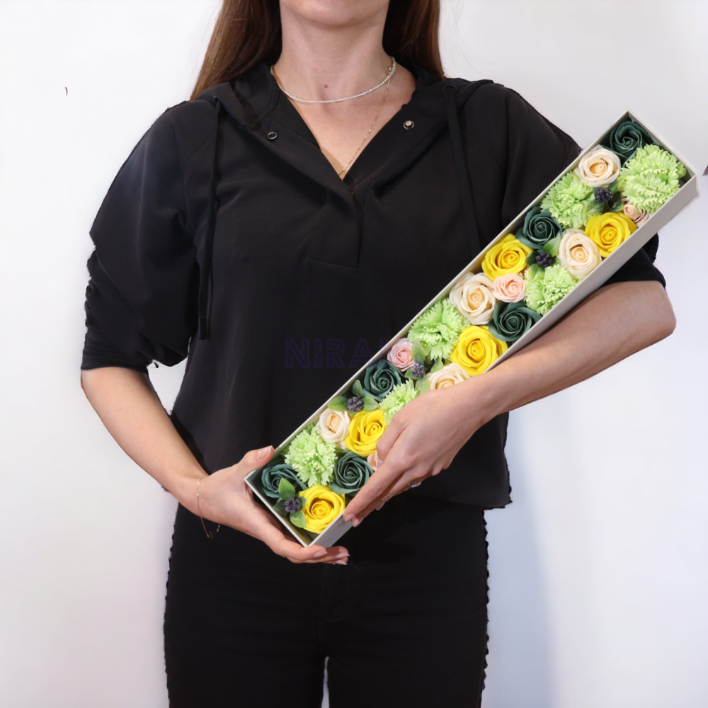 Bendiciones de Boda Blanco y Marfil Caja Regalo Flores Jabón Extralarga