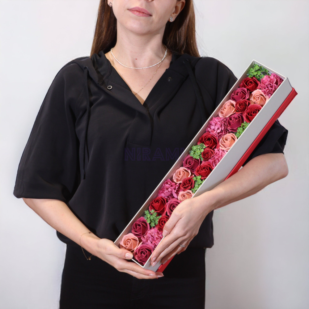 Rosas Vintage Caja Regalo Flores Jabón Extra Larga