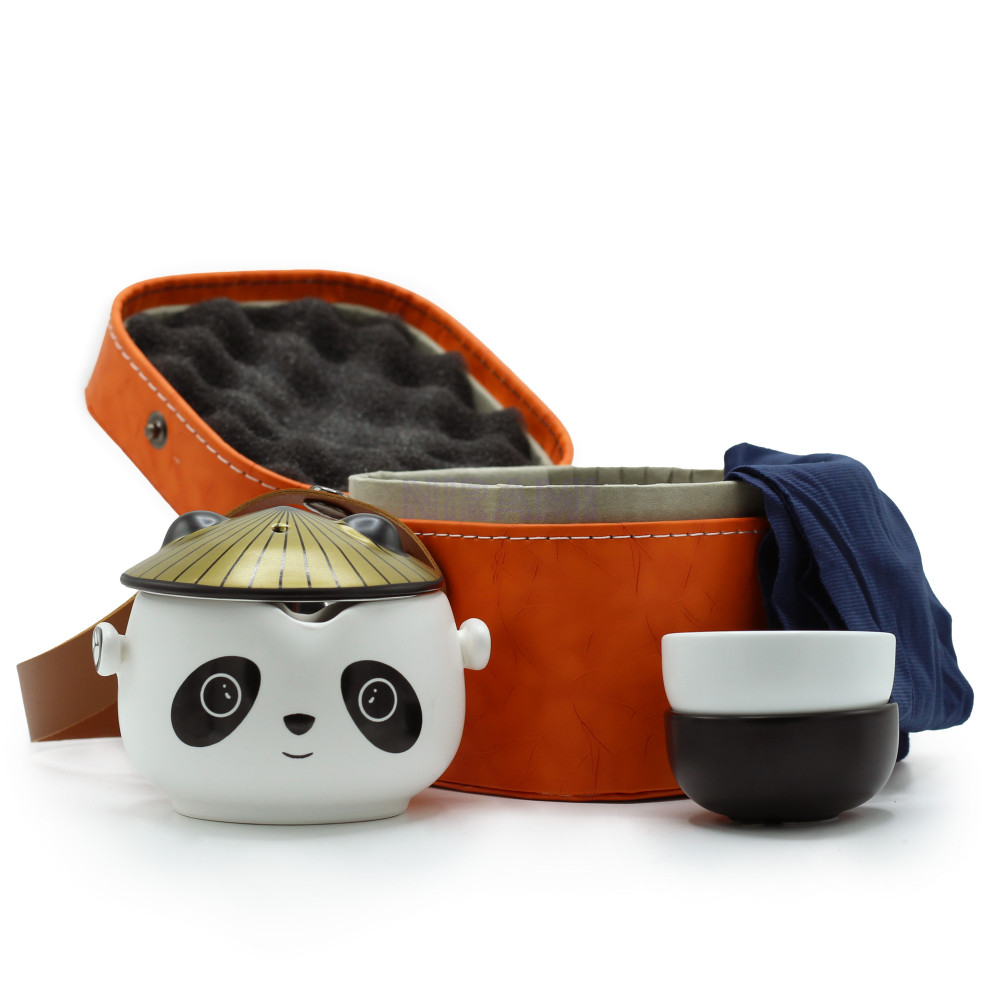 Set de tetera-Panda - Dos tazas & Estuche de viaje