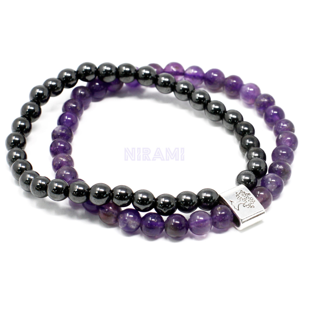 Amatista Pulsera de Piedras Preciosas Magnéticas 