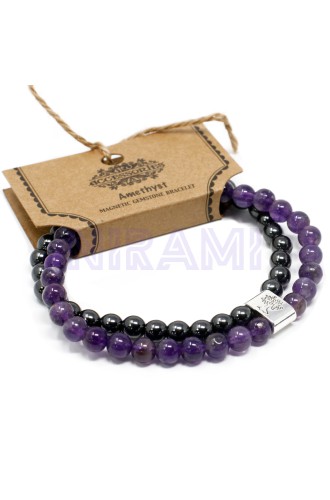 Amatista Pulsera de Piedras Preciosas Magnéticas 