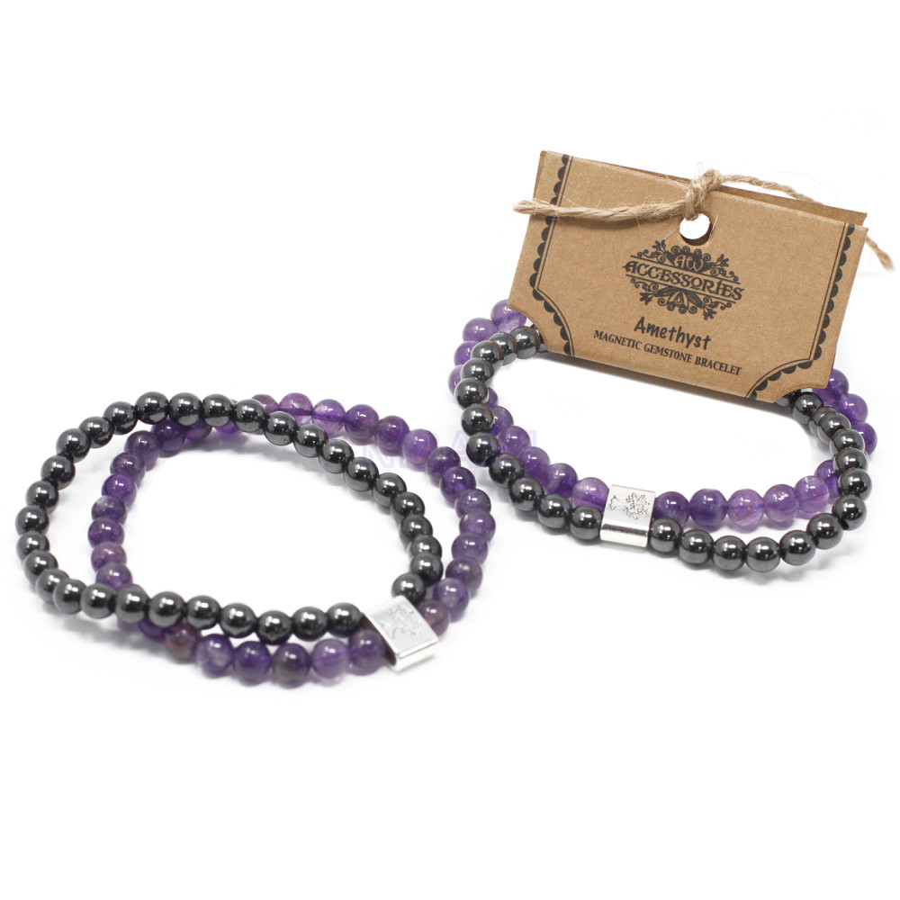 Amatista Pulsera de Piedras Preciosas Magnéticas 