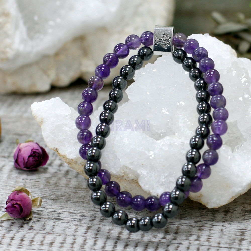 Amatista Pulsera de Piedras Preciosas Magnéticas 